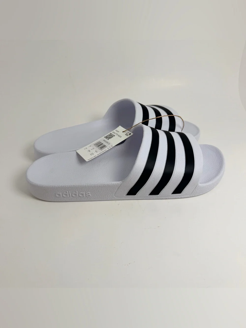 adidas White and Black Adilette Slide Sandals 181
